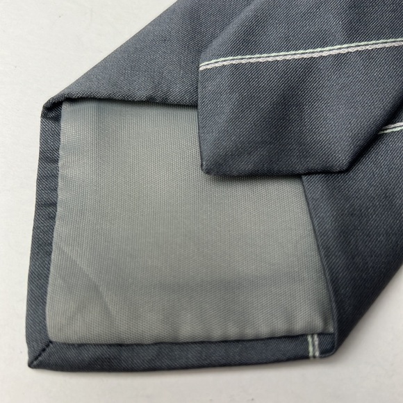 Royal Botanic Gardens Necktie Grey Striped All Silk Weft Made in England - Picture 4 of 9